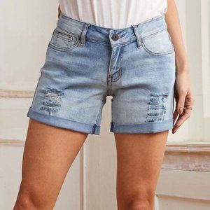 Suzanne Betro Womens Light Wash Low-Rise Denim Shorts--size 10